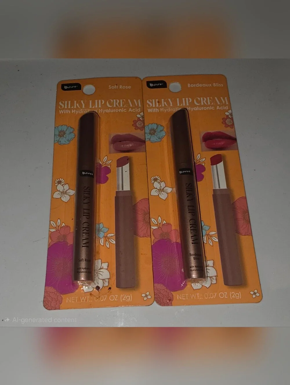 B Pure Silky Lip Cream - Soft Rose & Bordeaux Bliss (Pink Shades) BNIB